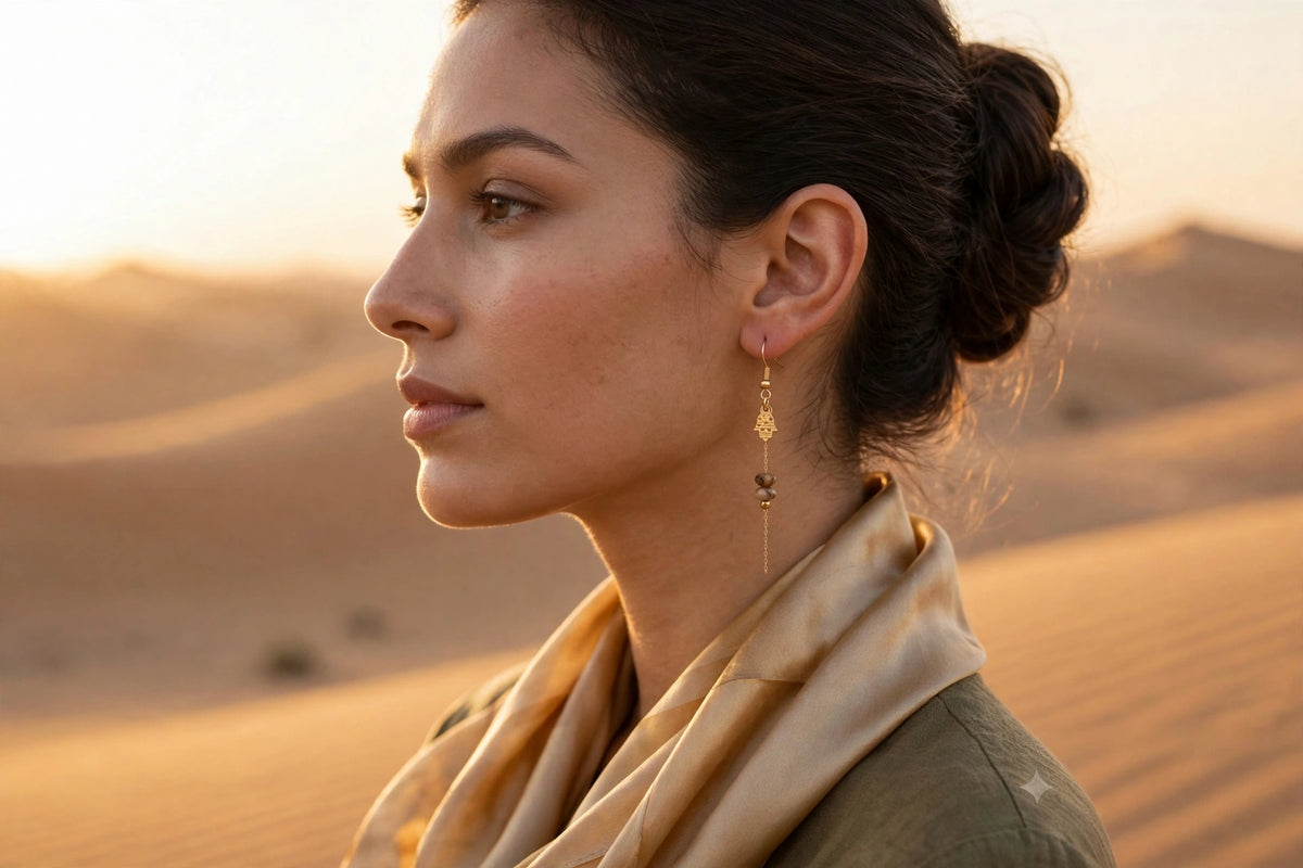 HAMSA EARRINGS worn on model