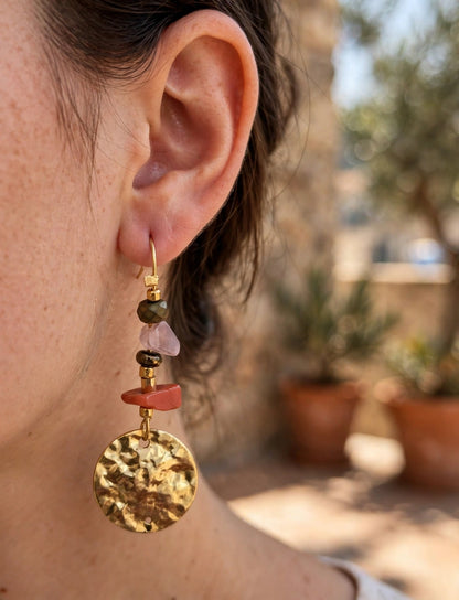 MALKA EARRINGS Orange worn on model