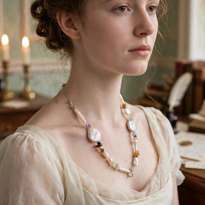 WHISTLEDOWN NECKLACE worn on model
